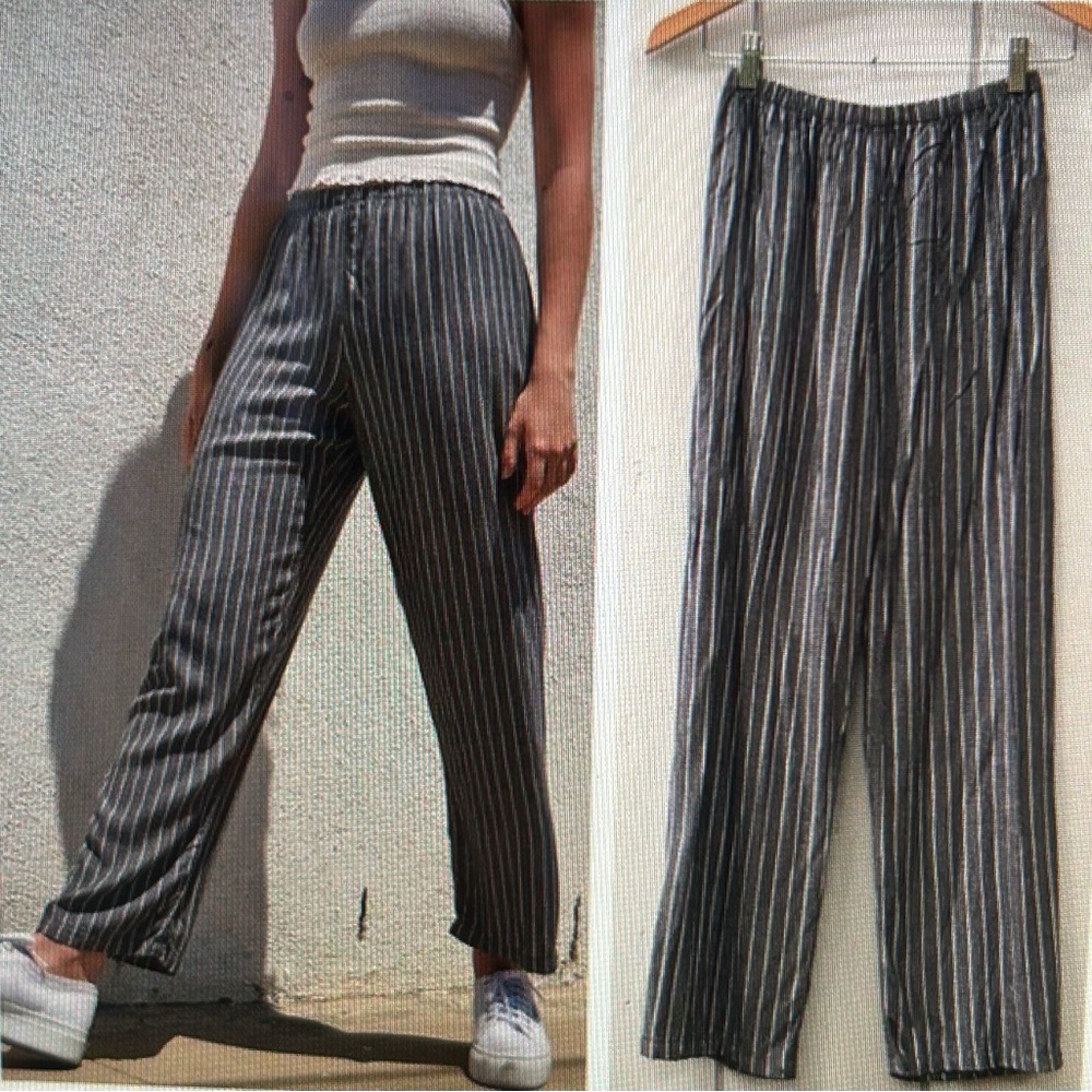 John Galt Brandy Melville Gray White Stripe Pull On Pants One Size OS